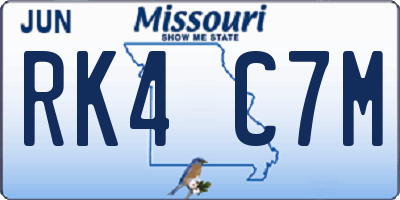 MO license plate RK4C7M