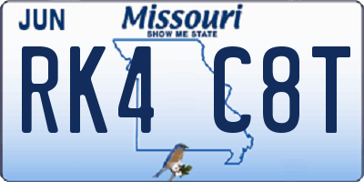 MO license plate RK4C8T