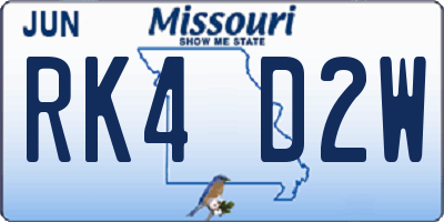 MO license plate RK4D2W