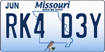 MO license plate RK4D3Y