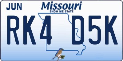 MO license plate RK4D5K