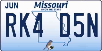 MO license plate RK4D5N