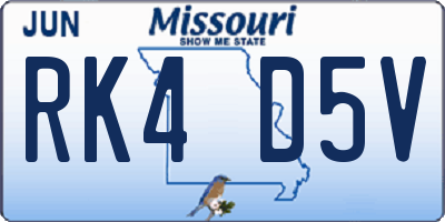 MO license plate RK4D5V