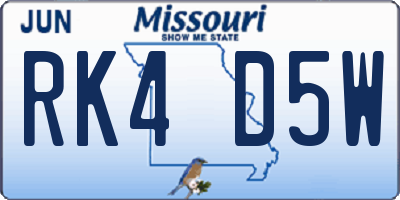MO license plate RK4D5W