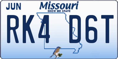 MO license plate RK4D6T