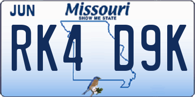 MO license plate RK4D9K