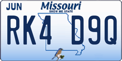MO license plate RK4D9Q