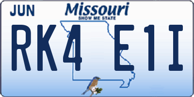 MO license plate RK4E1I