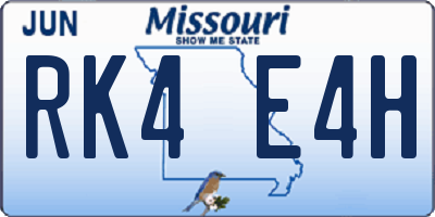MO license plate RK4E4H