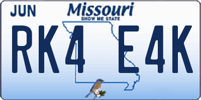 MO license plate RK4E4K