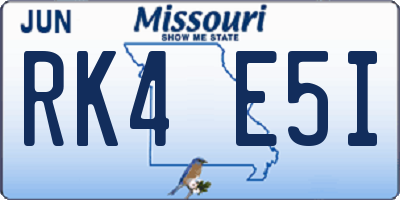MO license plate RK4E5I