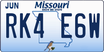 MO license plate RK4E6W