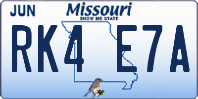 MO license plate RK4E7A
