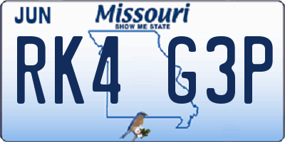 MO license plate RK4G3P