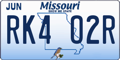 MO license plate RK4O2R