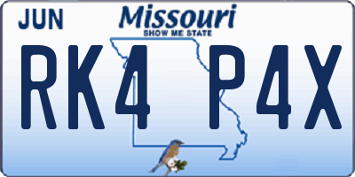 MO license plate RK4P4X
