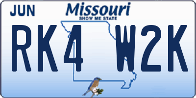 MO license plate RK4W2K