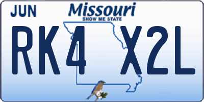 MO license plate RK4X2L