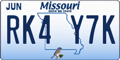 MO license plate RK4Y7K