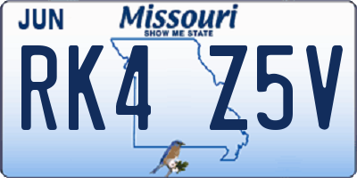 MO license plate RK4Z5V