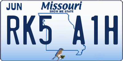 MO license plate RK5A1H