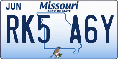 MO license plate RK5A6Y