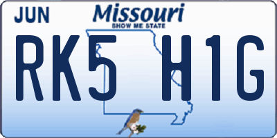 MO license plate RK5H1G