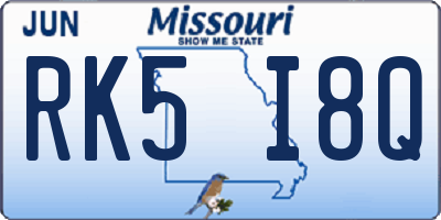 MO license plate RK5I8Q