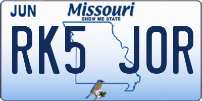 MO license plate RK5J0R