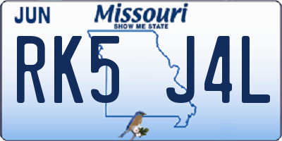 MO license plate RK5J4L