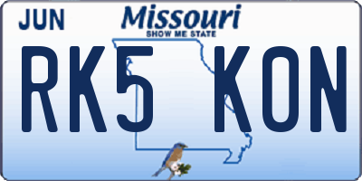 MO license plate RK5K0N