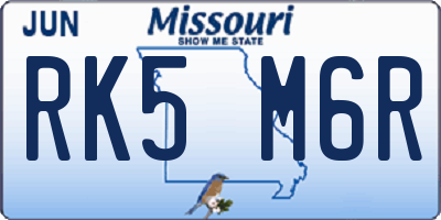 MO license plate RK5M6R