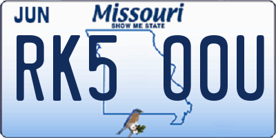 MO license plate RK5O0U