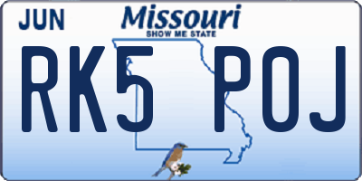 MO license plate RK5P0J