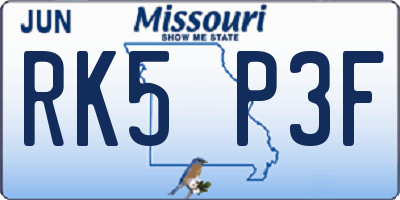MO license plate RK5P3F