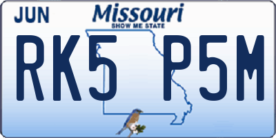 MO license plate RK5P5M