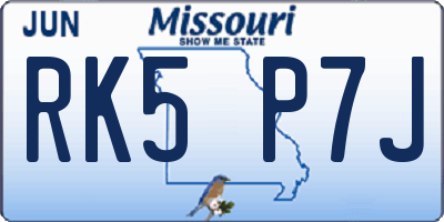 MO license plate RK5P7J