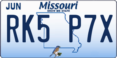 MO license plate RK5P7X