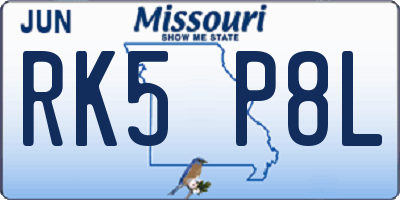 MO license plate RK5P8L