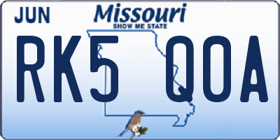 MO license plate RK5Q0A