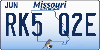 MO license plate RK5Q2E