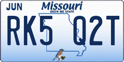 MO license plate RK5Q2T