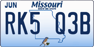 MO license plate RK5Q3B
