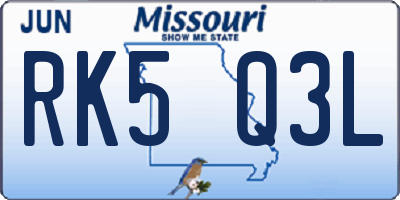 MO license plate RK5Q3L