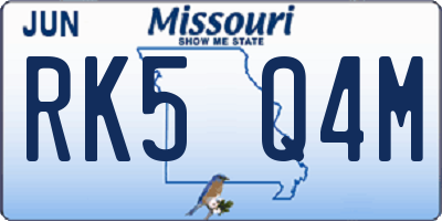 MO license plate RK5Q4M