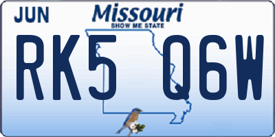 MO license plate RK5Q6W