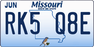 MO license plate RK5Q8E