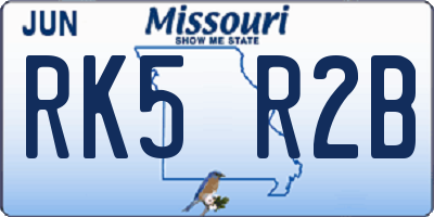 MO license plate RK5R2B