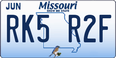 MO license plate RK5R2F