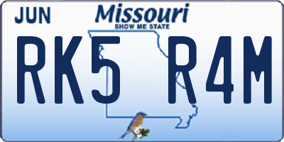 MO license plate RK5R4M